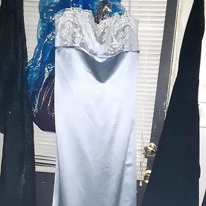 SIZE 24 Plus size baby blue and white lace dress